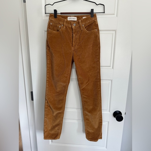 Denim Forum Tan Straight Leg Corduroy Pants - Picture 1 of 3